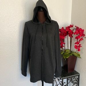 NWT Spyder Grey Full Zip Drawstring Hoodie Jacket Top